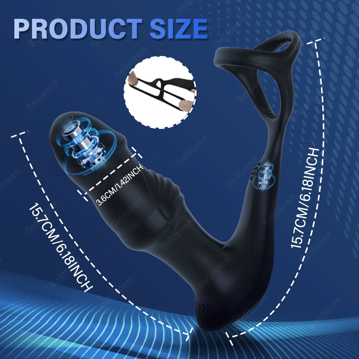 Bokisoon Prostate Massager Anal Vibrator 9 Wiggling Thrusting with Cock Ring Butt Plug Remote Control Sex Toys P Sport Massager