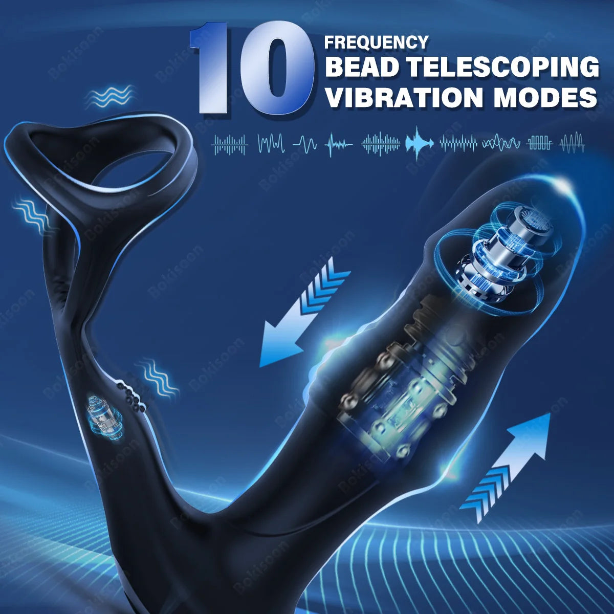 Bokisoon Prostate Massager Anal Vibrator 9 Wiggling Thrusting with Cock Ring Butt Plug Remote Control Sex Toys P Sport Massager