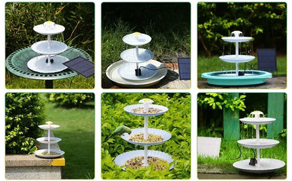 Solar Bird Bath Water Fountain Detachable DIY Water Landscaping Fountain For Bird Bathing Garden Decoration, Outdoor Bird Feeder