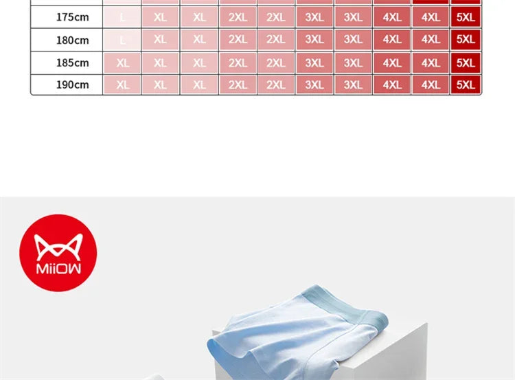 MiiOW 4Pcs Sexy Cotton Men Underpants Boxers Graphene Antibacterial Innerwear Man Underwear Breathable Men's Panties Underpants