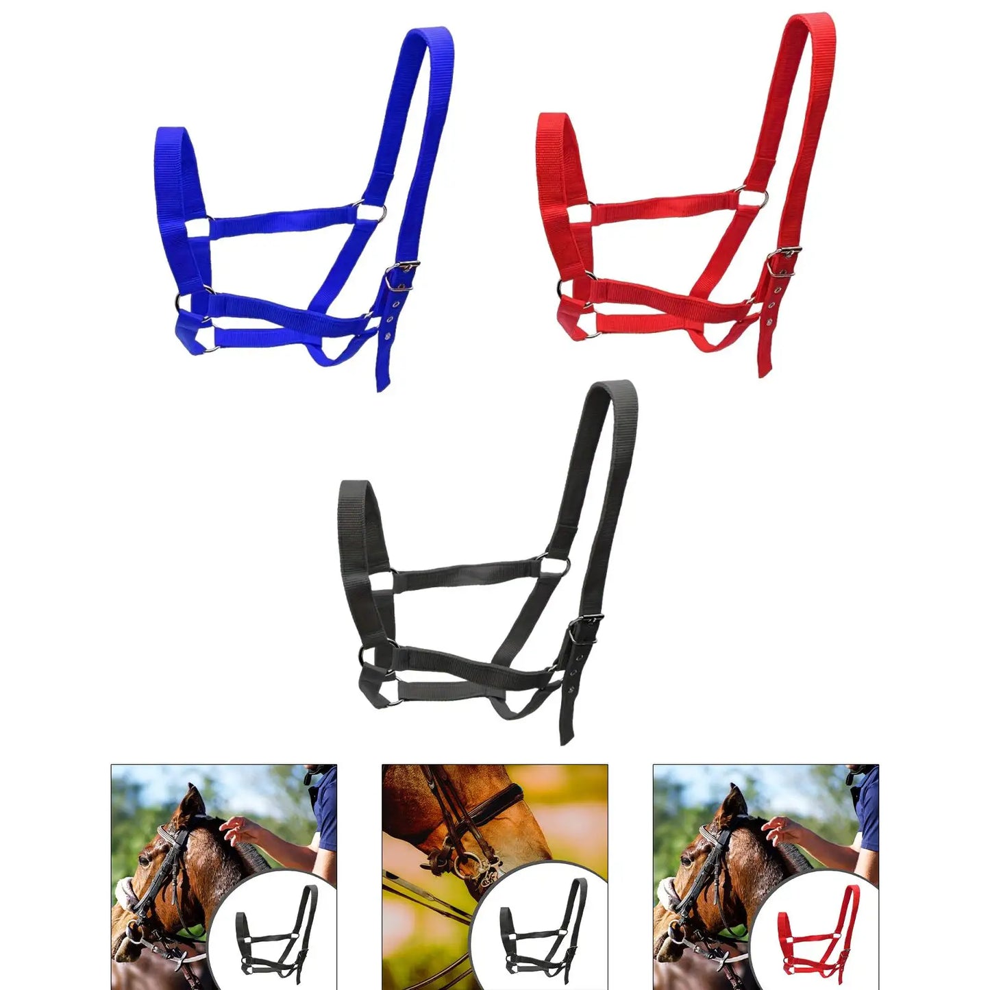 Durable Horse Halter Training Rope Harness Adjustable Bridle for Grassland Cowboy Pony Riding