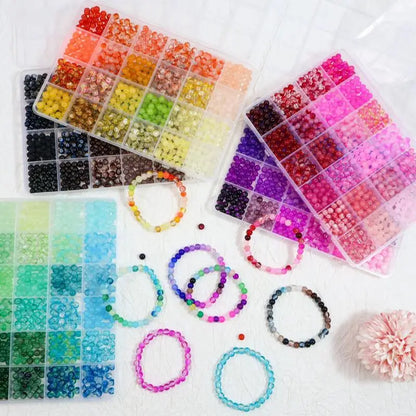 Glass Beads 24Colors 6mm Bracelet Making Kit Jewelry Supplies Tool DIY Handmade Crystal Glass Beads Elastic String Charm Spacers