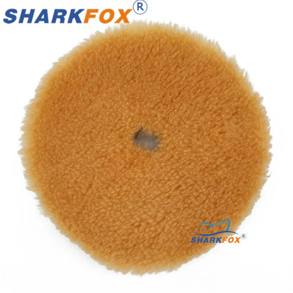 Sharkfox 5/6Inch Wool Car Polishing Pad High Density Lamb Woollen Polish Buffing Pad Wool Polishing Pad for Car Detail Polishing