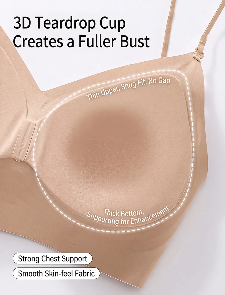 FINETOO Women's 3 Ways to Wear Halter Neck Backless Bralette Seamless Thin-Strapped Gather Bra Female Sexy Solid Color Underwear
