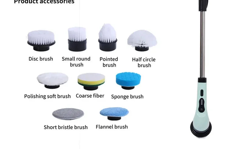 9-in-1 Wireless Rotating Electric Cleaning Brush - Household Multi-scene Scrubber for Bathroom, Kitchen & Toilet Deep Cleaning