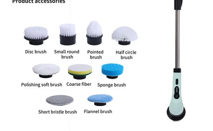 9-in-1 Wireless Rotating Electric Cleaning Brush - Household Multi-scene Scrubber for Bathroom, Kitchen & Toilet Deep Cleaning