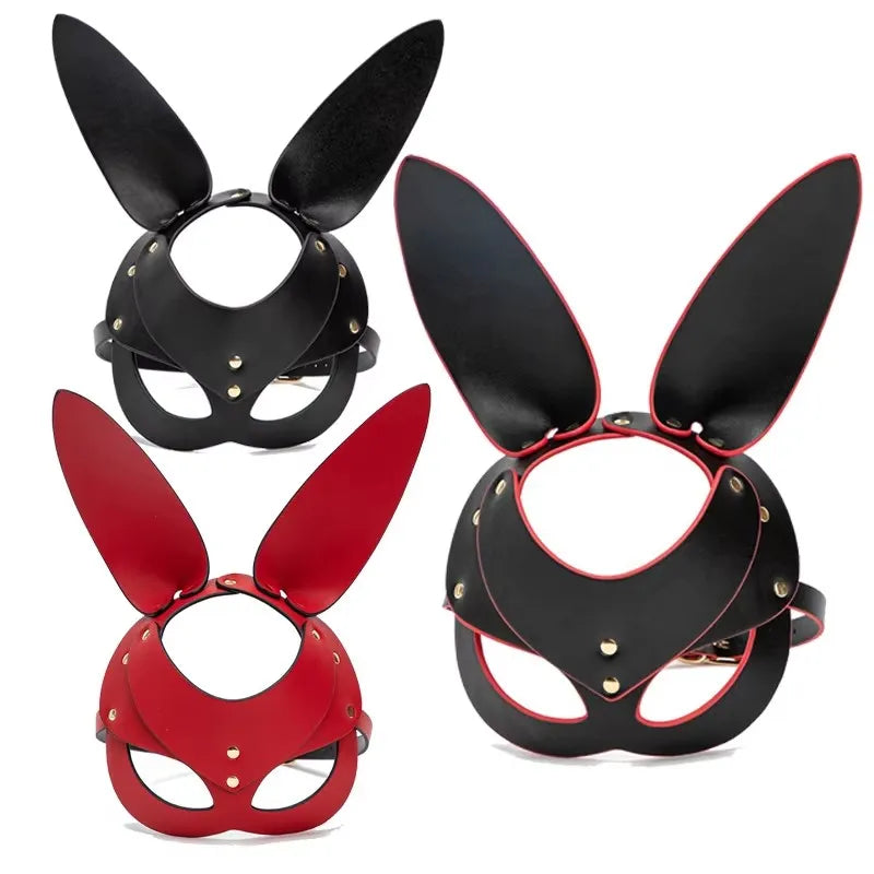 3 Colors Sexy Leather Mask Bunny Girl Cosplay Masquerade Erotic Halloween Carnival Party Masks Bdsm Bondage Games Fetish Mask