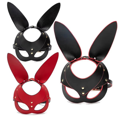 3 Colors Sexy Leather Mask Bunny Girl Cosplay Masquerade Erotic Halloween Carnival Party Masks Bdsm Bondage Games Fetish Mask