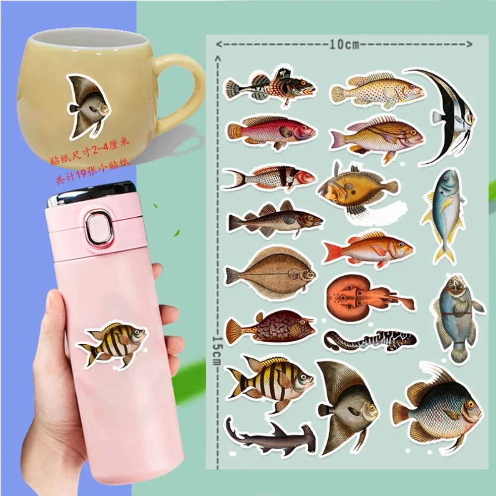 10/25/50pcs Sea Fish Ocean World Stickers Cartoon for DIY Scrapbook Stationery Water Bottle Phone Laptop Guitar Decal Toy
