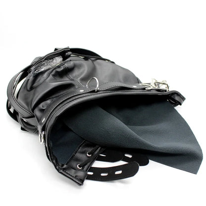 BDSM PU Leather Sexy Hood Masks Costumes Adults Cosplay Party Face Mask Metal Buckle Blindfold Hood Punk Role Play Accessories