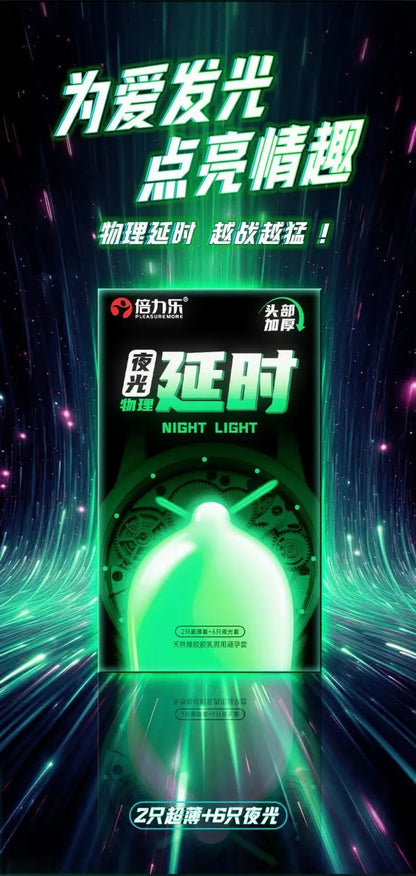 Glowing In The Dark Delayed Ejaculation Condoms For Men Funny Sex Noctilucent Ultra Thick Condom Penis Sleeves Sex Toys Tools