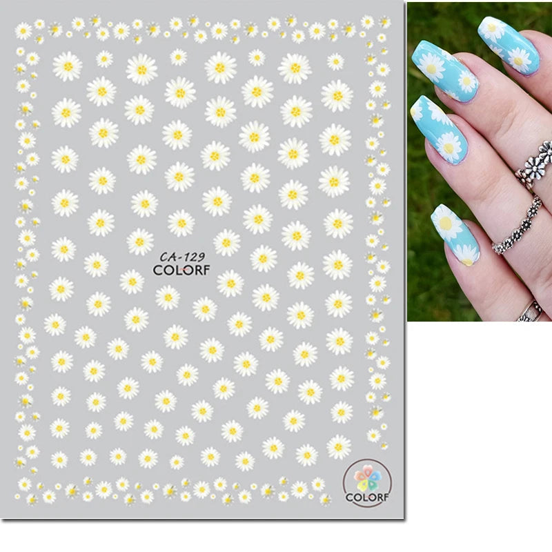 3d Nail Art Decals Watercolor Florals Purple Green Pink Flowers Leafs Fruit Adhesive Sliders Nail Stickers For Manicure