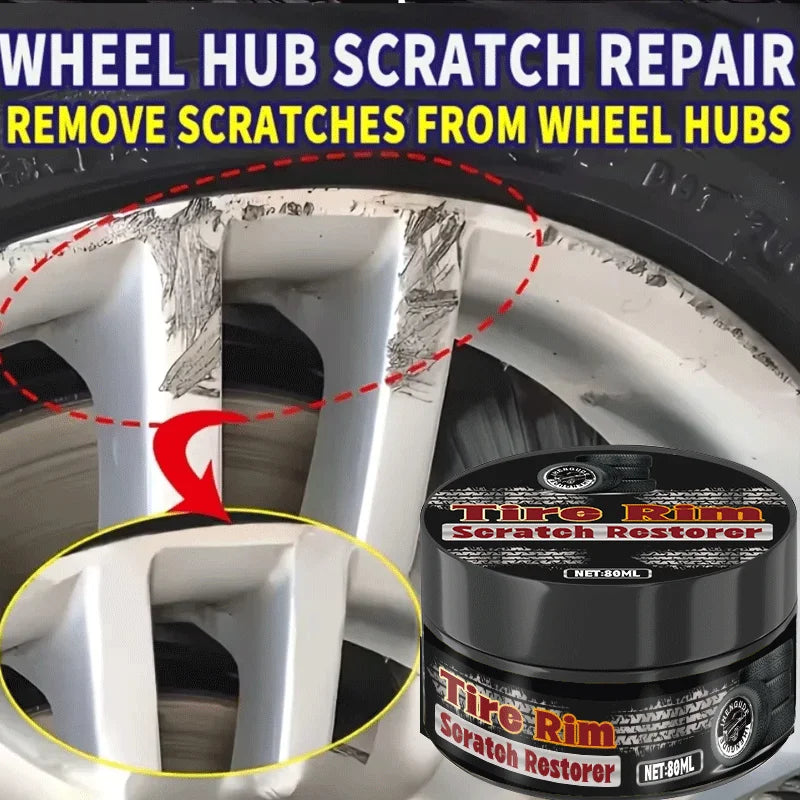 Universal Car Wheel Hub Repair Paste 80g - Scratch, Fade Removal for Aluminum Alloy & Chrome Rims, Tire polish wax