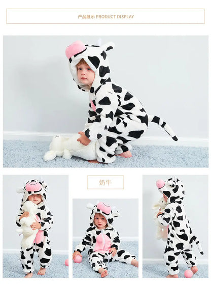 Baby Clothes Winter Pajamas Flannel Thermal Pijamas for Toddler Kids Boys Girls Squirrel Cow Onesies Infant Jumpsuit Pyjamas