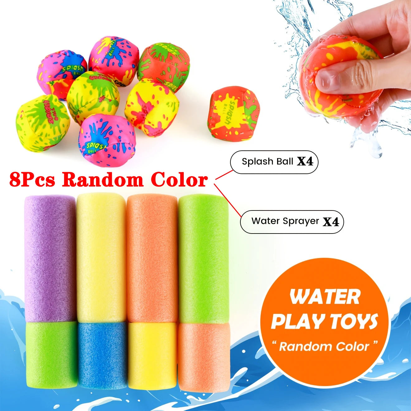 8/16Pcs Small Water Guns And Absorbent Water Balloons Toys Summer Foam WaterGun Outdoor Swimming Pool Beach Party Games Toys