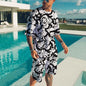 Cute duck 3D printed T-shirt shorts set for men's casual fashion loose short sleeved T-shirt pants set for men's lightweight and
