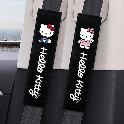 Hello Kitty Car Seat Belt Covers 2Pcs Soft Auto Seatbelt Shoulder Pads Universal Car Interior Accessories for Decoration Comfort