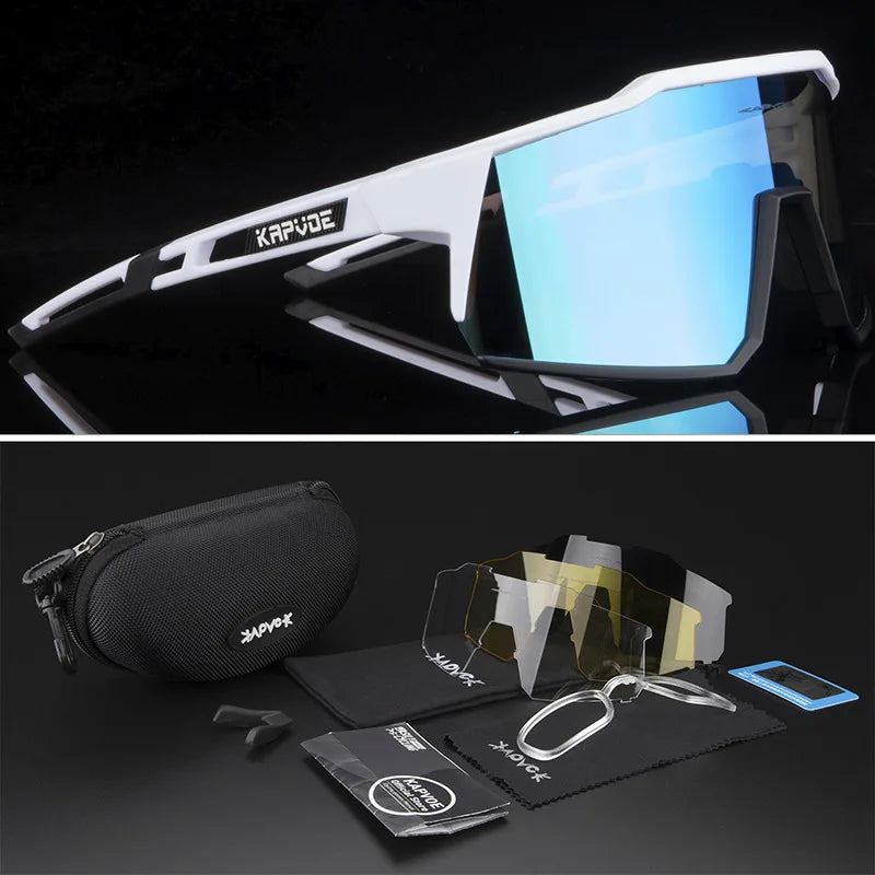 4 Lens Men Women Cycling Glasses Polarized Sport MTB Road Bike Goggles UV400 Bicycle Eyewear Fishing Running Driving Sunglasses