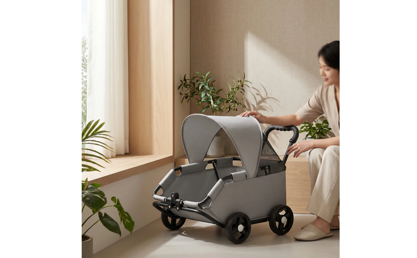 Pet Stroller with Telescopic Handle Folding Foldable Pet Stroller Sturdy Sturdy for Small Dogs, Outdoor Walks, Travel