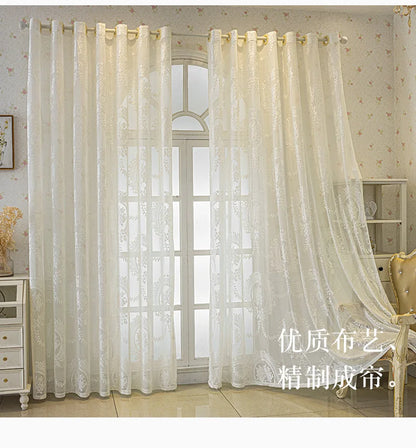 French Romantic Gauze Curtain Minimalist White Transparent Curtain Luxury Living Room Decoration Curtains Bedroom Curtain rideau