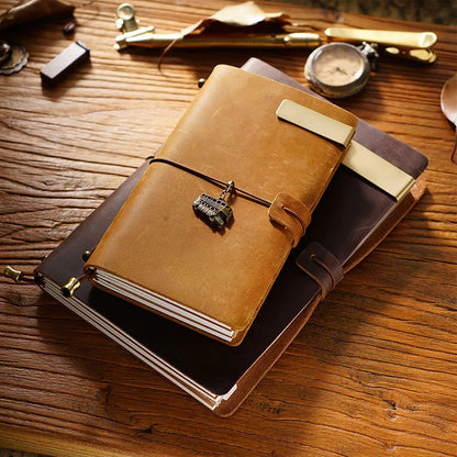 Fromthenon Leather TN Travel Notebook Handbook Diary First Layer Cowhide Diary Handbook Notes Handmade Loose-leaf Notebook