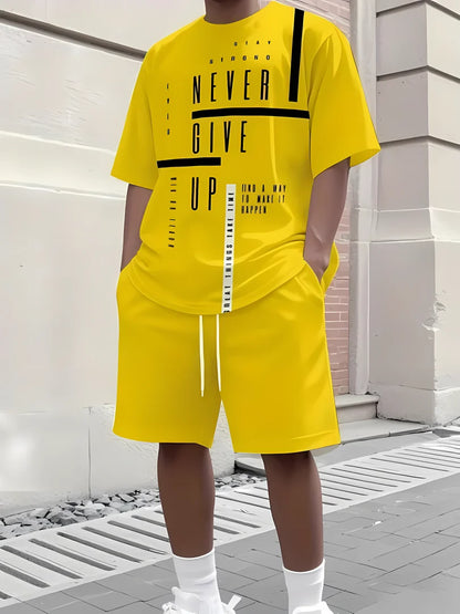 Hot Selling Men's Breathable Casual Short-Sleeved Shorts Set 3D Printed Outdoor Urban Street Top Shorts Casual Two-Piece Set