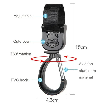 Universal Outdoor Stroller Accessories Baby Pram Hooks Rotate Hanging Bag 360 Degree Cart Organizer Storage Bag Hanger