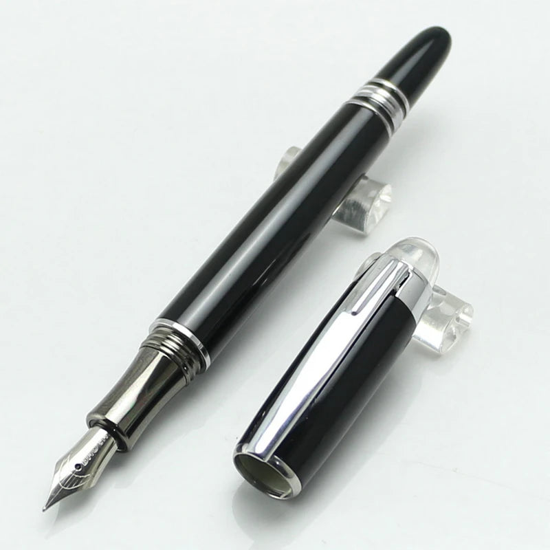 Baoer 79 Rollerball /Ballpoint Pen  Black Matte Silver Line Rotating Crystal Cover Office School Supplies Writing