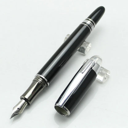 Baoer 79 Rollerball /Ballpoint Pen  Black Matte Silver Line Rotating Crystal Cover Office School Supplies Writing