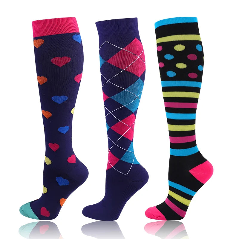 58 Styles 3 Pairs/Pack Compression Socks Knee High 30MmHg  Women Men Sports Socks Edema Diabetes Varicose Veins Running Socks