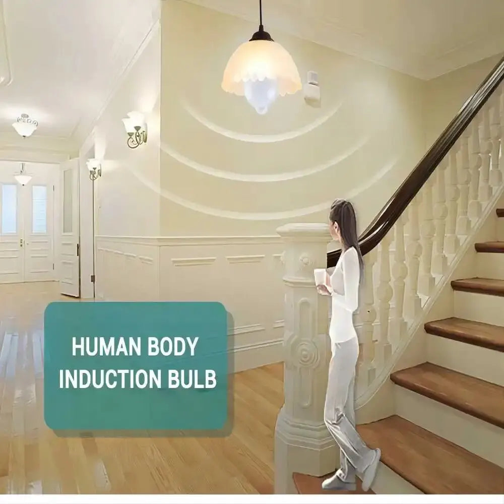 220V Motion Activated 12W Smart Bulb PIR Motion Sensor ON/OFF Home Lights Lamp LED Light Bulb with Motion Sensor