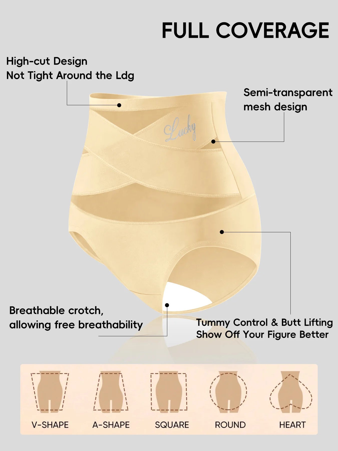 Hot Sale High Waisted Women's Panties Breathable Mesh Cross Tummy Cinching No Trace Triangle Panties Tummy Tuck Shaper