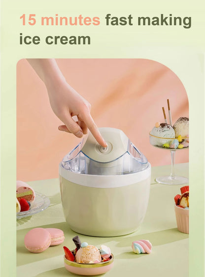 Soft Serve Ice Cream Machine Blender Automatic Snow Cone Milkshake Mixer Icecream Maker Sorbet Fruit Dessert Yogurt Freezer 1L