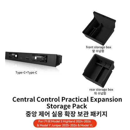 YZ For Tesla Model 3/YYL Juniper Highland 2026 45W Central Control Fast Charging Expansion Dock Car Intelligent Adapter Splitter