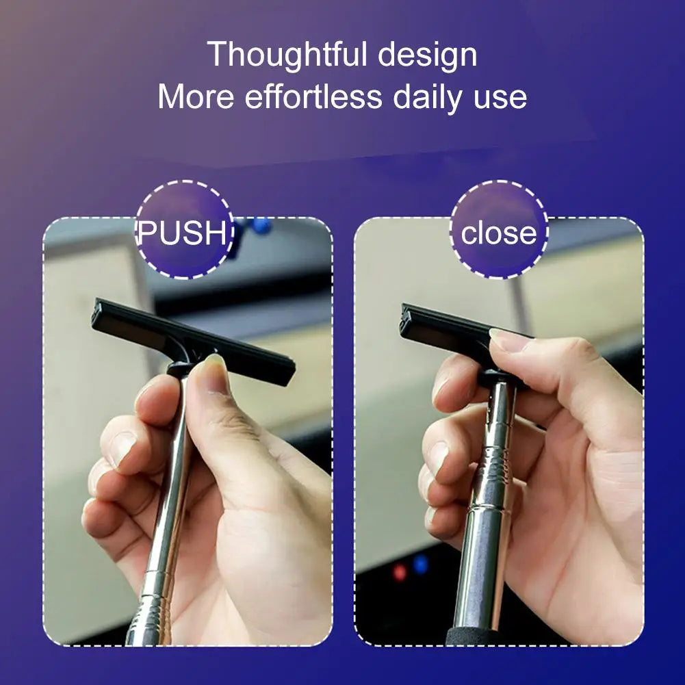 Car Rearview Mirror Wiper Wash Telescopic Cleaning 98cm Wiper Handle Glass Long Demist Cleaning Cleaner Handheld Tool Mirro Q2W9