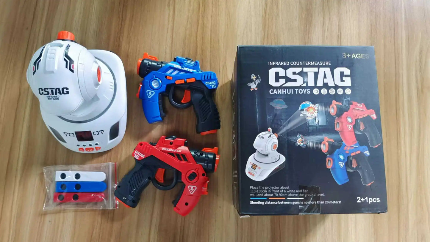 CSTAG Projector Shooting Game Guns Set New Kids Gifts Science&Imagination Toy For Boys Laser Tag Infrared Pistol Guns Game Toys