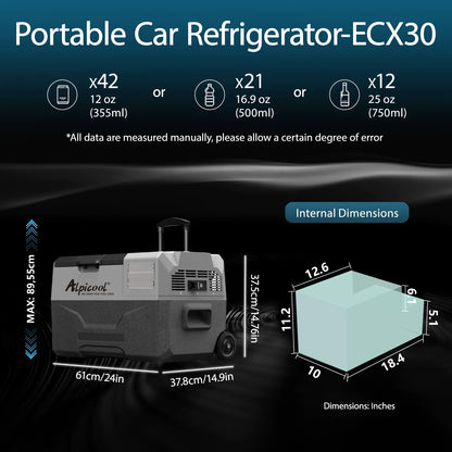 Alpicool T50 50L Compressor Cool Box 12 V Portable Fridge Electric Freezer Box Small Freezer for Car Camping, Truck, Boat and Socket with USB Port, -20°C to 20°C