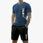 Men 2025 summer new casual sports suit Fashion breathable outdoor men's short-sleeved T-shirt + training shorts two-piece set