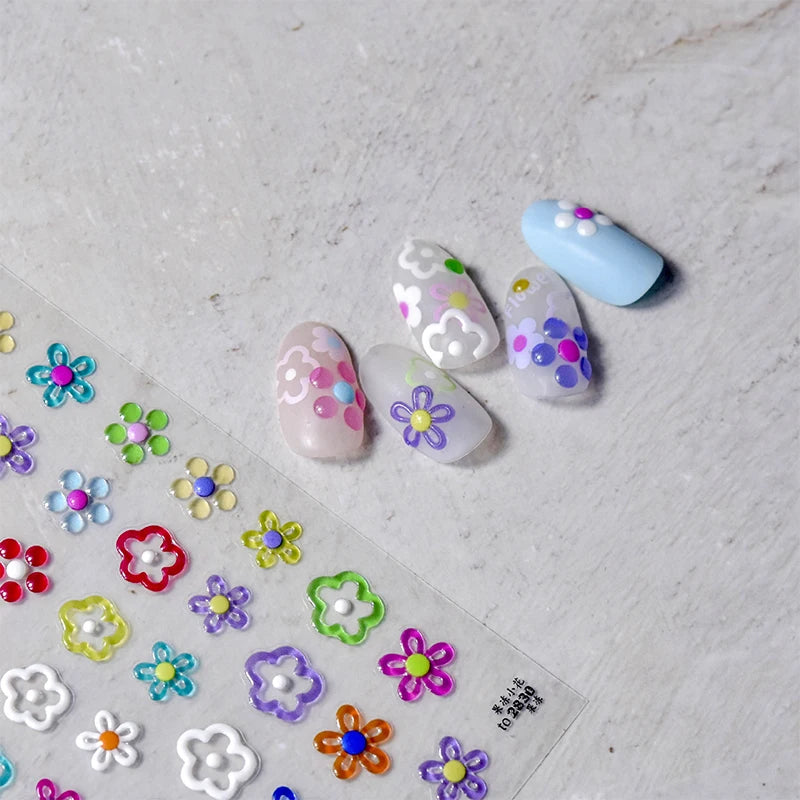 Line Flower Powder Blusher Love Heart High Quality Jelly Series Adhesive Nail Sticker Nail Art Decoration Decals Design T-2830