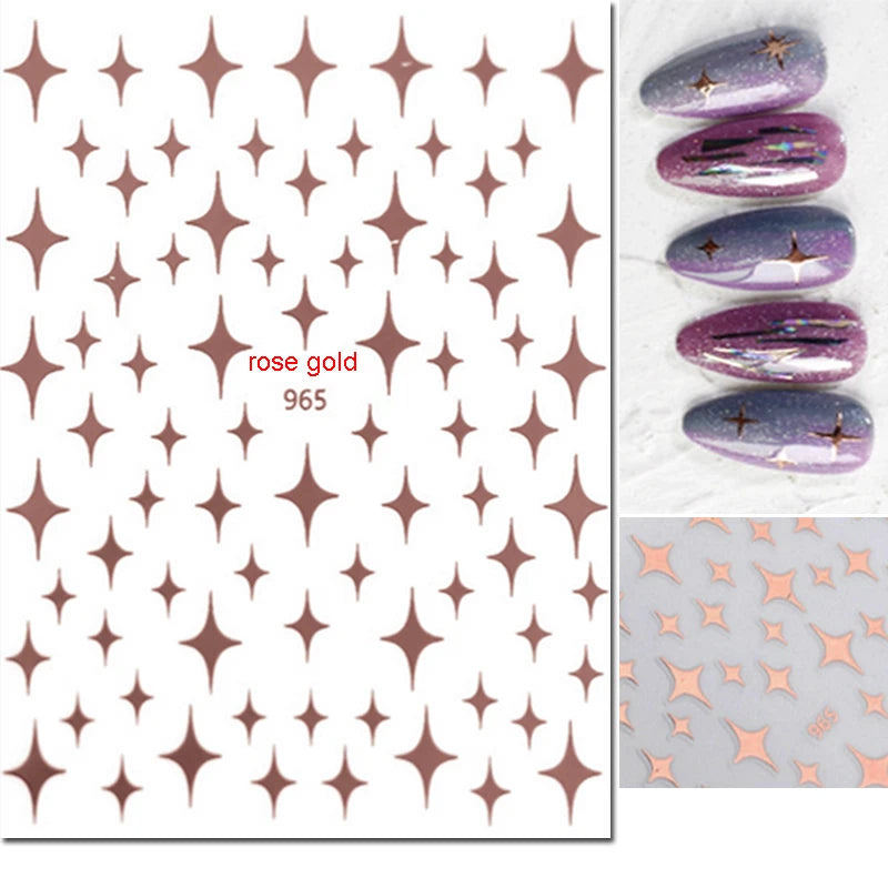 3d Nail Art Stickers Red Black White Love Hearts Stars Clouds French Full Tips Adhesive Nail Decals Slider For Manicure