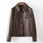 Leather coat Women 2024 autumn new Korean version of the trend washed leather motorcycle jacket slimming leather jacket