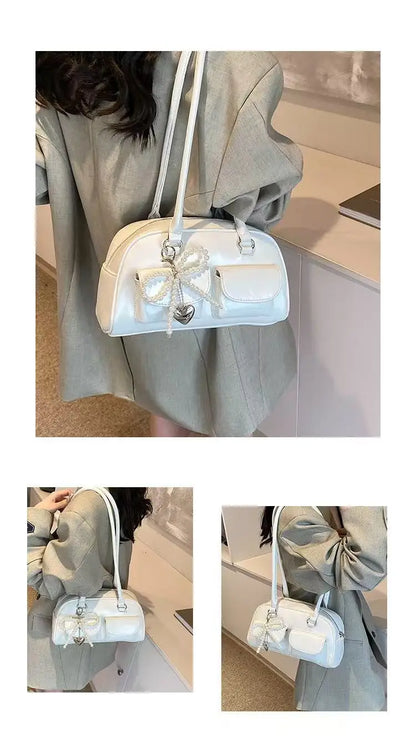Fashionable Underarm Bow Bag for Women 2024 Korean Edition New Simple Leisure Pillow Bag Trendy Versatile Shoulder Bag