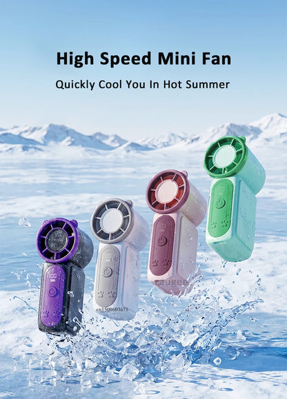 Portable Handheld Fan Mini Perosonal Hand Fan USB Rechargeable Outdoor Travel Hand Fan Digital Display Pocket Fan 100Gear