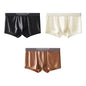 1/3PCS Men's Cool Ice Silk Boxers Shorts Summer Satin-like Solid Underpants Skin Friendly Breathable Mesh Crotch Male Underwear