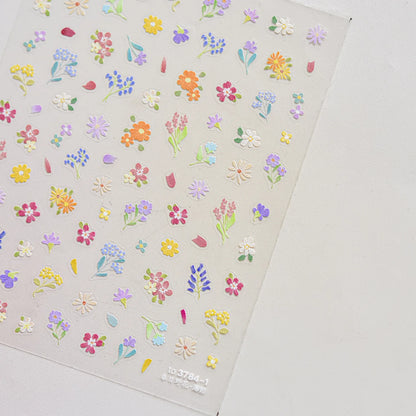 1Sheet 5D Soft Embossed Relief Nail Stickers Cute Daisies Self Adhesive Slider Stickers Press On Nails DIY Japanese Nail Art Dec