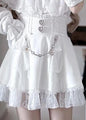 Japanese Sweet Lolita Style Mini Skirt Women Retro Elegant Lace Bandage Party Cake Skirts Female Gothic Y2k Metal Buckle Skirts