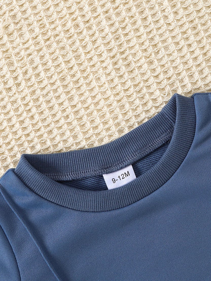 2-Piece Long-Sleeve Sweatshirt Set for Baby Boys (New Autumn & Winter Style)This casual two-piece outfit (including a sweatshirt
