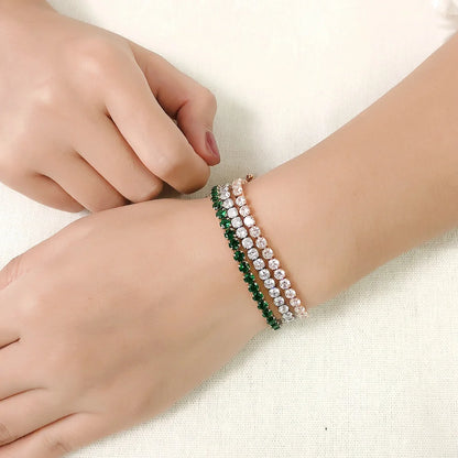 Adjustable Colorful Birthstone Tennis Bracelets for Women 4MM Crystal Bangle Female Hand Chain Trend Jewelry Accessories H133