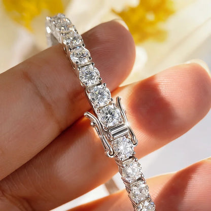 Smyoue 18k Gold Plated Moissanite Tennis Bracelet for Women 3/4/5mm Classic 925 Sterling Silver Certified Bracelet for Men Chain