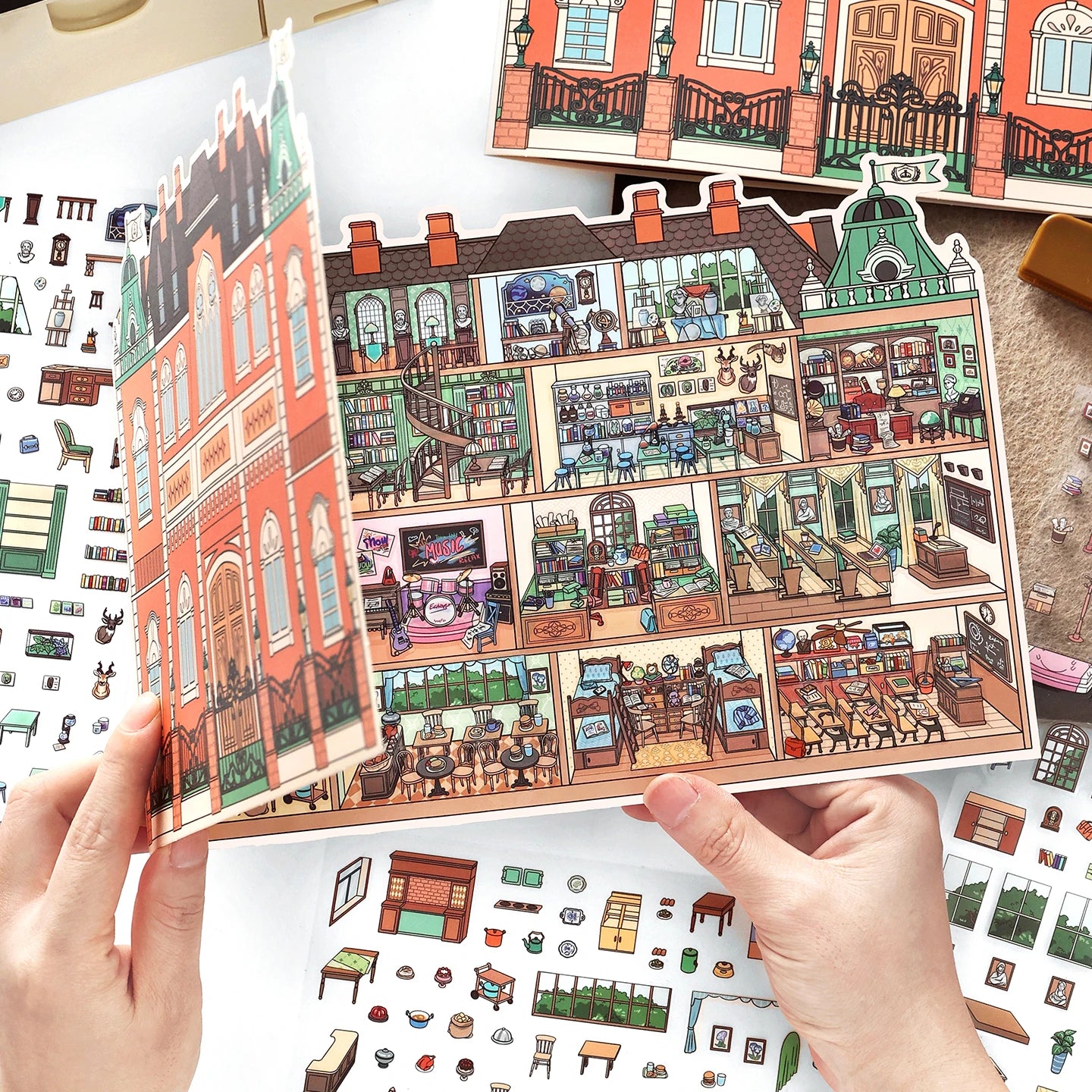 Kawaii College of Fine Arts 3D Candy Apartment Landscape Sticker  DIY Pocket Cabin Scene festival gift